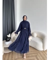 Hen - Endara Şifon Elbise - Lacivert