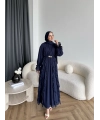 Hen - Endara Şifon Elbise - Lacivert