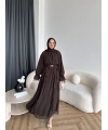 Hen - Endara Şifon Elbise - Acı Kahve