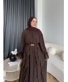 Hen - Endara Şifon Elbise - Acı Kahve