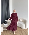 Hen - Endara Şifon Elbise - Bordo
