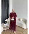 Hen - Endara Şifon Elbise - Bordo