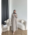 Tb - Nareni İndirimli Elbise - Vizon