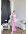 Pwn - Felan Çizgi Detay Atkılı Oysh Takım - Pembe