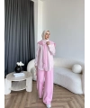 Pwn - Felan Çizgi Detay Atkılı Oysh Takım - Pembe
