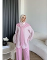 Pwn - Felan Çizgi Detay Atkılı Oysh Takım - Pembe