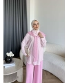Pwn - Felan Çizgi Detay Atkılı Oysh Takım - Pembe