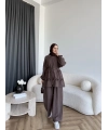 Pwn - Çiçek Desen Modal Takım - Kahve