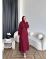 Tb - İndirimli Dantel Elbise - Bordo