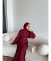 Tb - İndirimli Dantel Elbise - Bordo