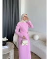 Sılan Yan Detaylı Elbise - Pembe