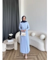Sılan Yan Detaylı Elbise - Bebe Mavi