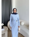 Sılan Yan Detaylı Elbise - Bebe Mavi