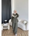 Pwn - Hanly Çizgi Detaylı Modal Takım - Haki