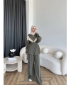 Pwn - Hanly Çizgi Detaylı Modal Takım - Haki