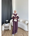 Pwn - Hanly Çizgi Detaylı Modal Takım - Bordo