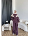 Pwn - Hanly Çizgi Detaylı Modal Takım - Bordo