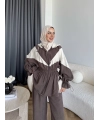 Pwn - Hanly Çizgi Detaylı Modal Takım - Kahve