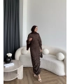 Tb - İndirimli Büzgülü Elbise - Kahve