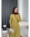 Tb - Havan Çapraz Elbise - Yağ Yeşil