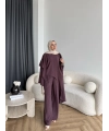 Bel - Tayla Asimetrik Şallı Takım - Bordo