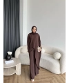 Bel - Tayla Asimetrik Şallı Takım - Kahve