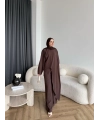 Bel - Tayla Asimetrik Şallı Takım - Kahve