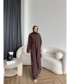 Bel - Tayla Asimetrik Şallı Takım - Kahve