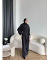 Bel - Tayla Asimetrik Şallı Takım - Siyah