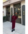 Balon Kol Triko Elbise - Bordo