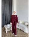 Btç-Suyn Şerit Detay 3 İplik Takım - Bordo
