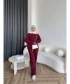 Btç-Suyn Şerit Detay 3 İplik Takım - Bordo