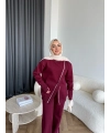 Btç-Suyn Şerit Detay 3 İplik Takım - Bordo