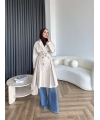 Dökümlü Trençkot - Bej