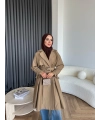 Dökümlü Trençkot - Camel