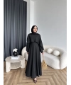 Duq - Ledtan Pelerin Yaka Elbise - Siyah