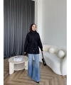 Eyla Fermuarlı Hırka - Siyah