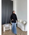 Eyla Fermuarlı Hırka - Siyah