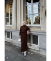 Fitilli Triko Elbise - Kahve