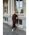 Fitilli Triko Elbise - Kahve