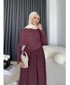 Hr - Melda Yaka Detay Elbise - Bordo