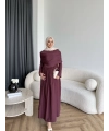 Hr - Melda Yaka Detay Elbise - Bordo