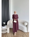 Hr - Melda Yaka Detay Elbise - Bordo