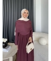 Hr - Melda Yaka Detay Elbise - Bordo