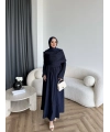 Hr - Melda Yaka Detay Elbise - Lacivert