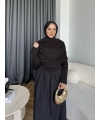 Hr - Melda Yaka Detay Elbise - Siyah