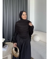 Hr - Melda Yaka Detay Elbise - Siyah