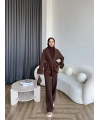 Hümas Kürk Detaylı Takım - Kahve