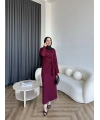 Kelsi Bağlamalı Elbise - Bordo