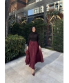 Kırışık Etek - Bordo